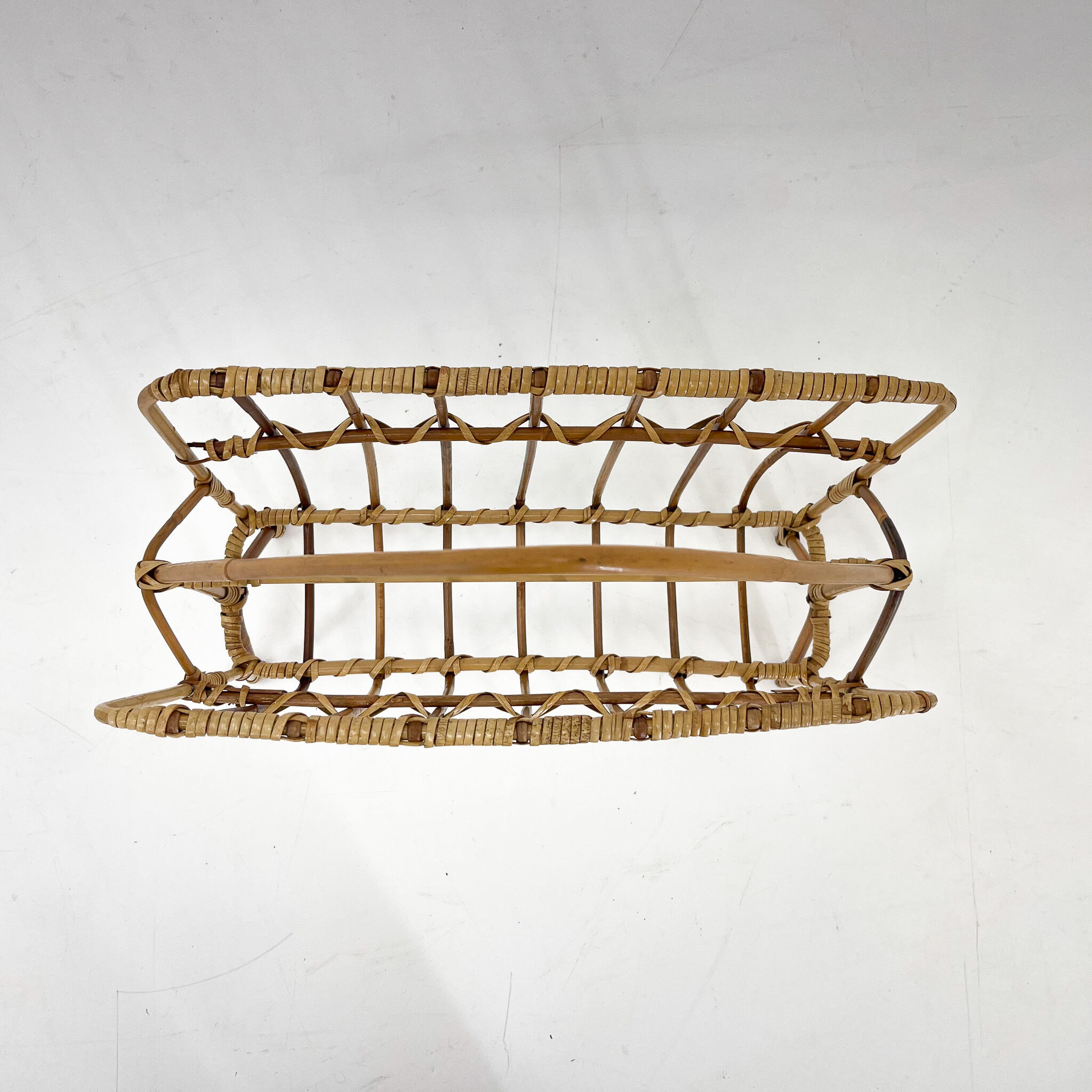 1970s Bamboo Magazine Holder, Czechoslovakia