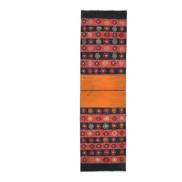 1970s Turkish Oushak Handmade Wool Cotton Red Runner Rug 65x229