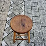 Vintage oak stool from maison hurel paris 1960