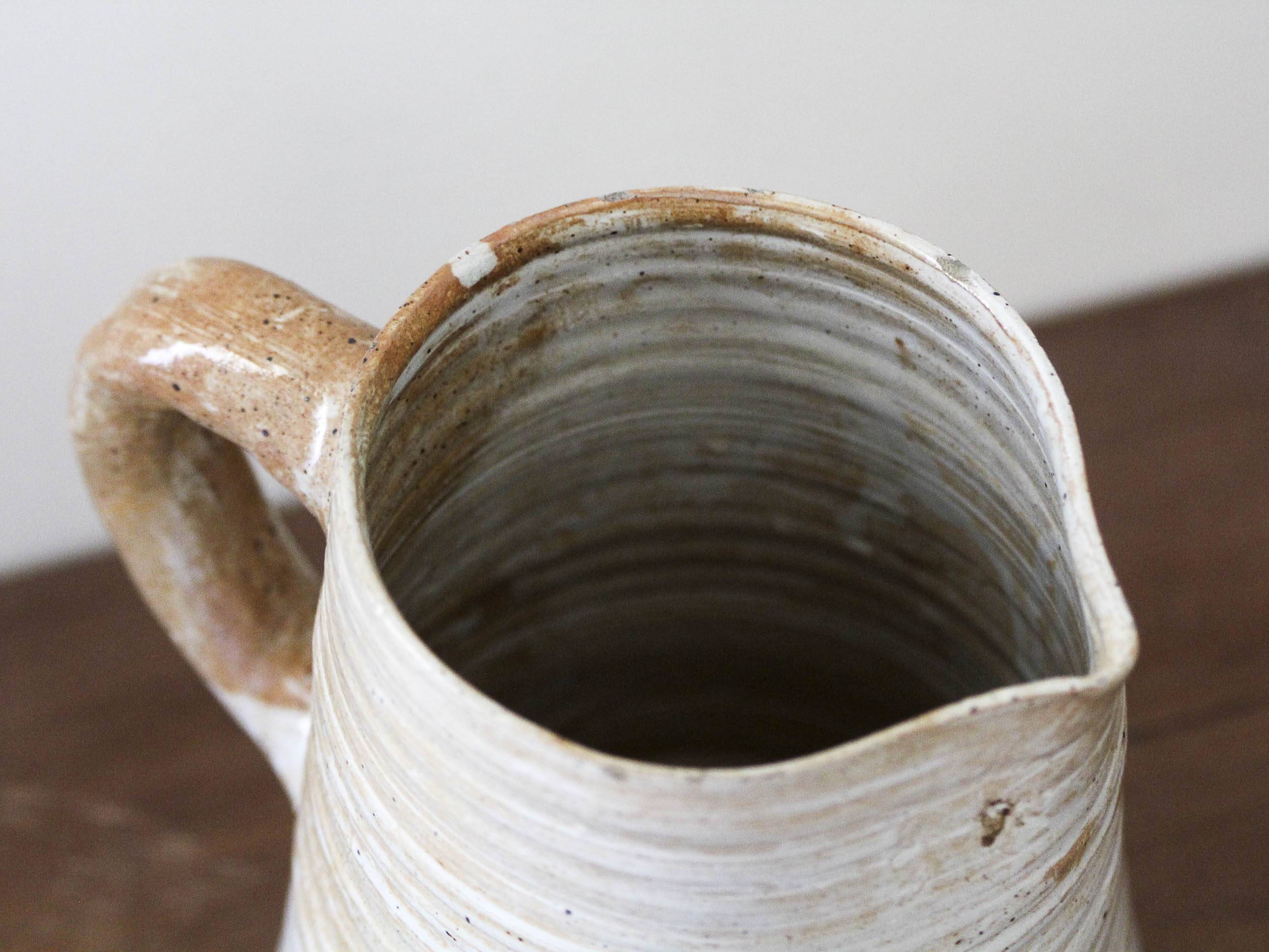 Glazed stoneware pitcher Pierre Lion Puisaye sandstone