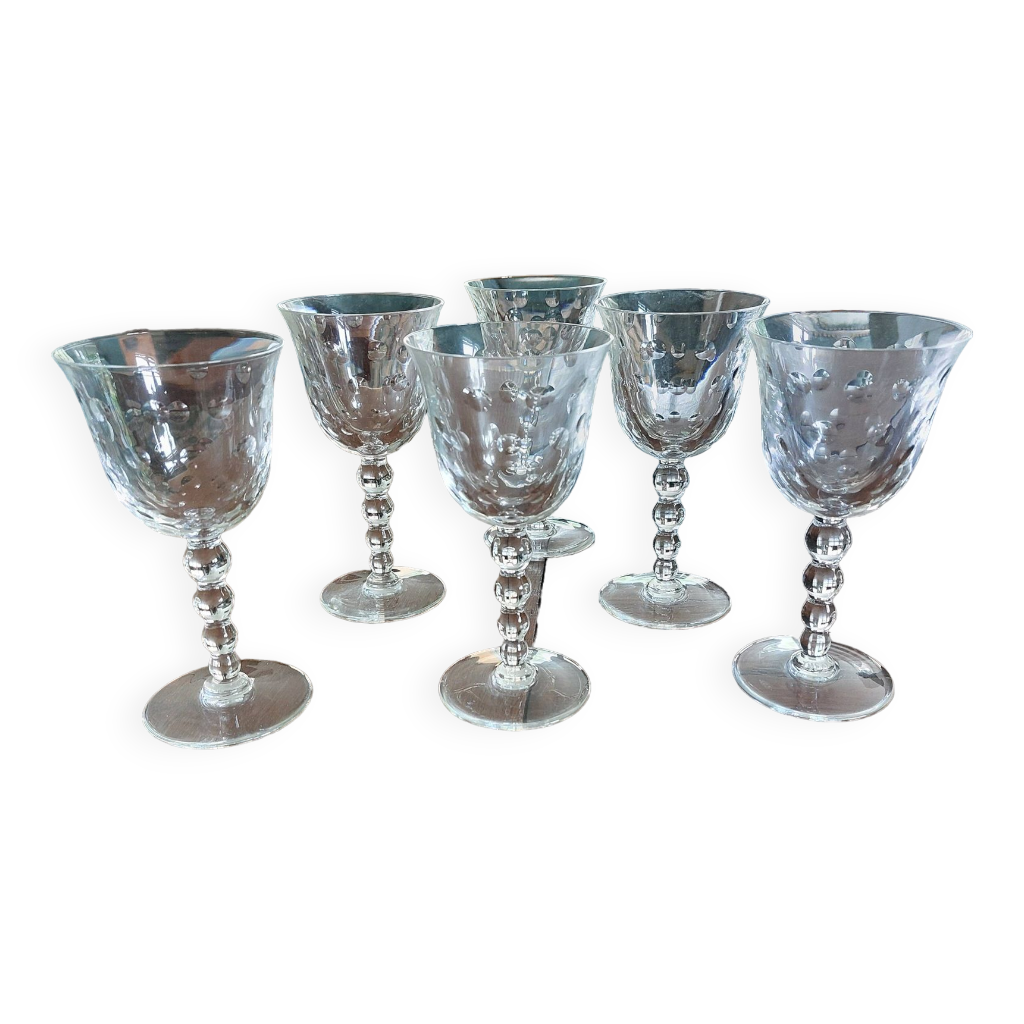 6 Burgundy glasses No. 3 Saint Louis "Bubbles"