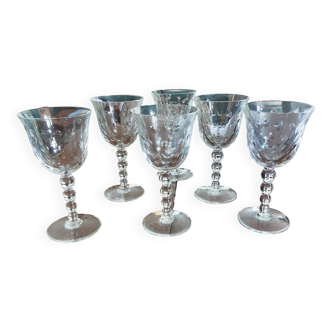6 Saint Louis "Bubbles" No. 3 Burgundy glasses