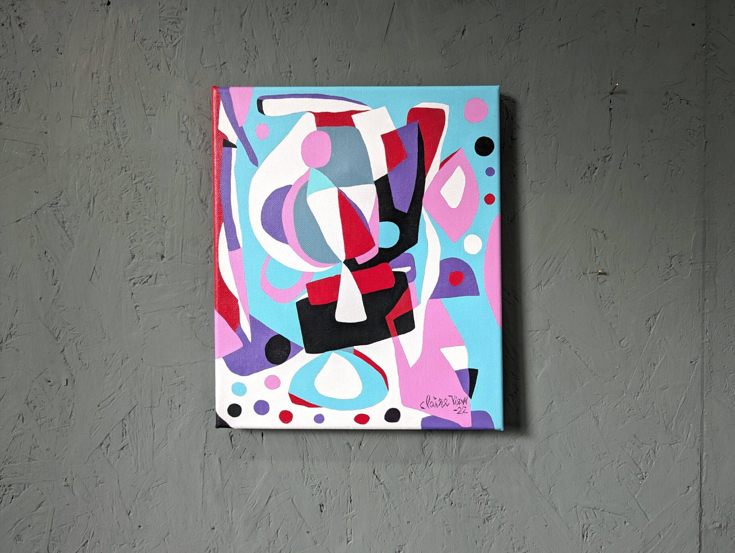 Contemporary Abstract "Morning Blues", Small Unframed Oil Painting, 2022