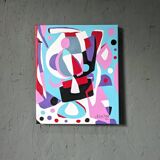 Contemporary Abstract "Morning Blues", Small Unframed Oil Painting, 2022