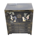 Black lacquered Chinese buffet with stone and ivory figures