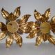 Pair of Florentine Wall Lamps / Ceiling Lights Golden Metal Leaves