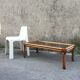 Rectangular coffee table in rattan and smoked glass 100x50
