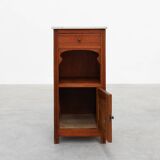 French Art Deco Wood & Grey Marble Top Nightstand, 1920s