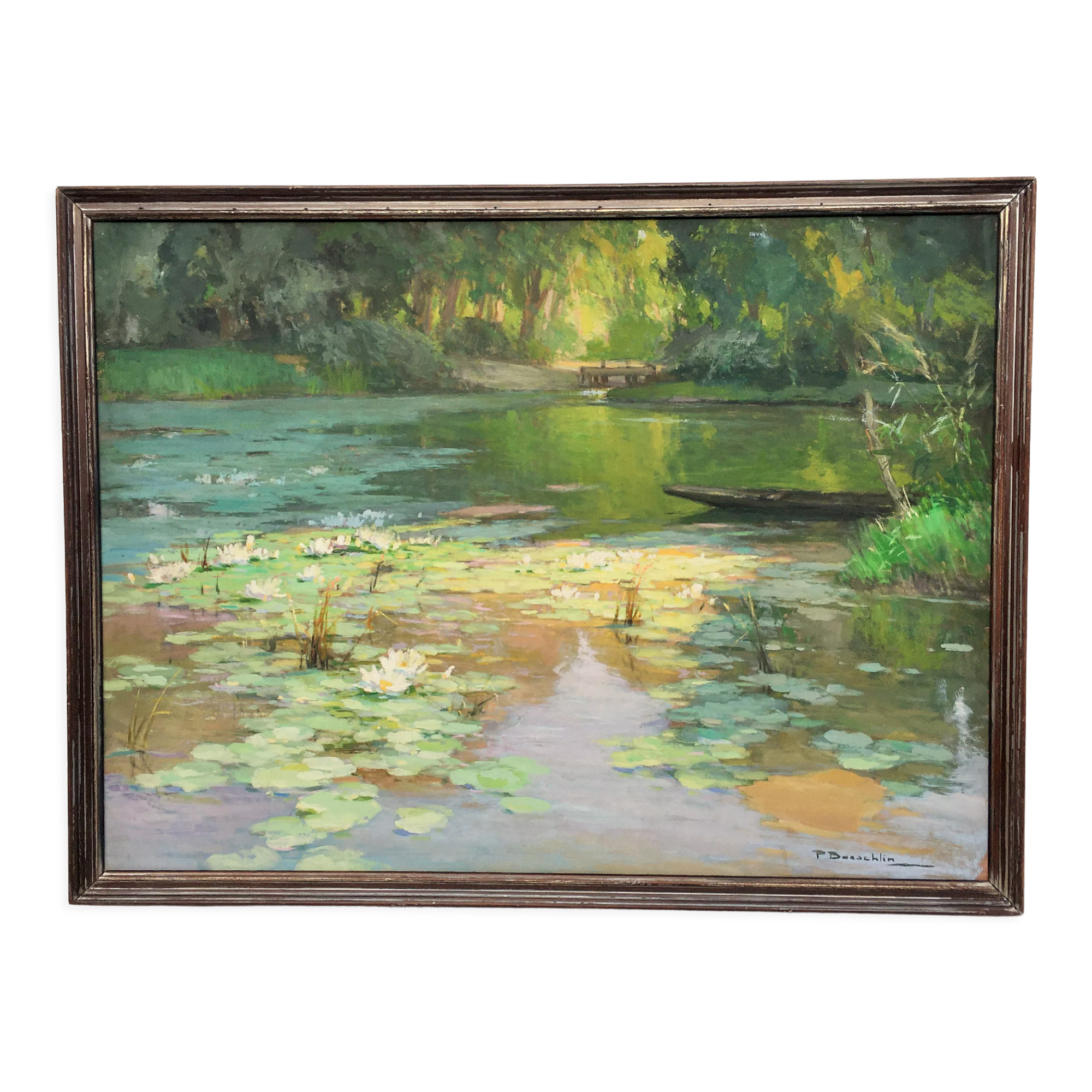 Oil painting on masonite panel pierre laurent baeschlin circa 20 30