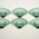 Set of six De Majo sconces in thick green murano glass. Italy 1980s