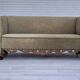 1950s, Danish curved sofa, furniture velour, oak wood.
