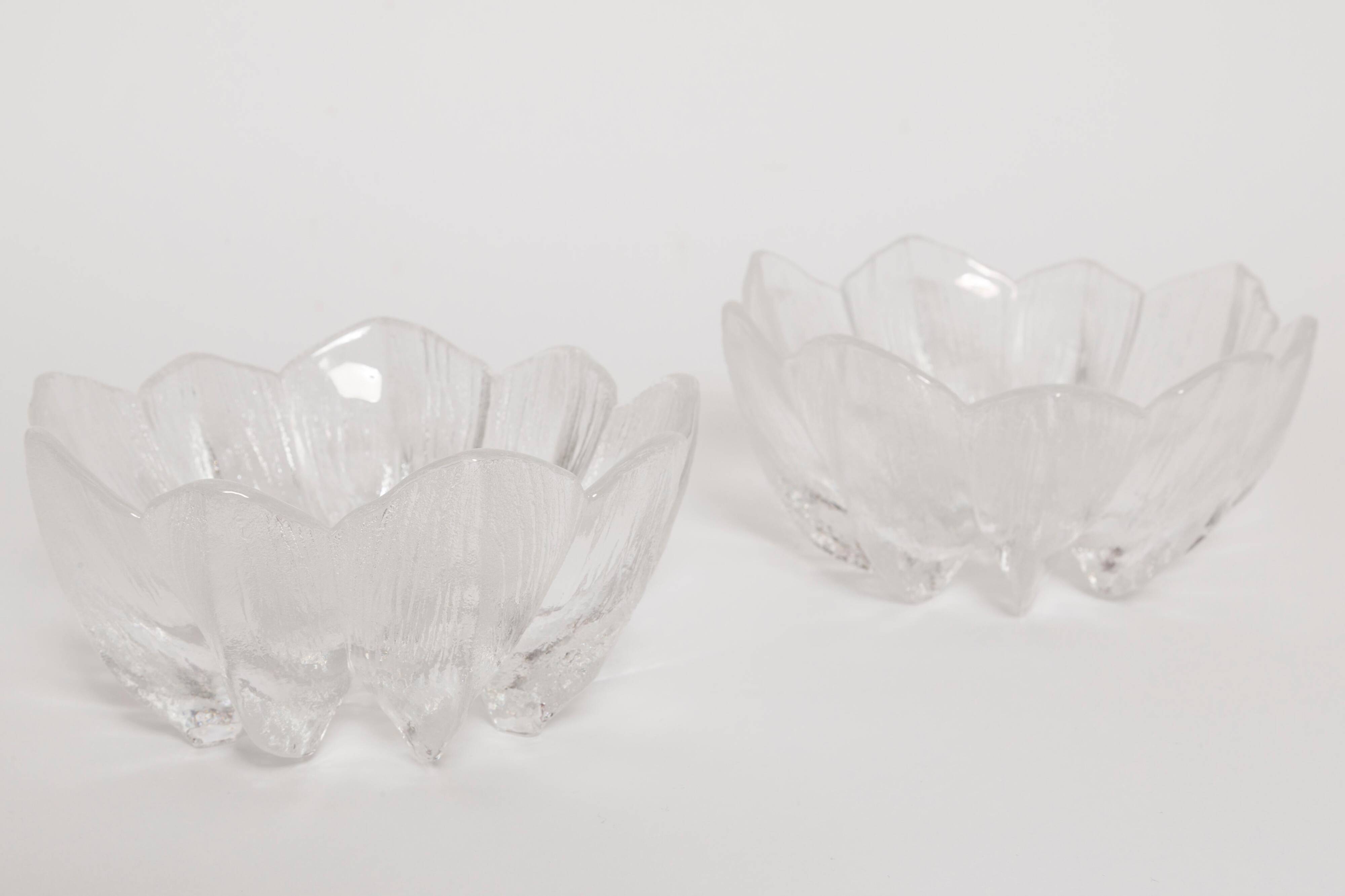 Pair of decorative transparent glass bowls designed by Jan Sylwester Drost, Europe, 1960s.