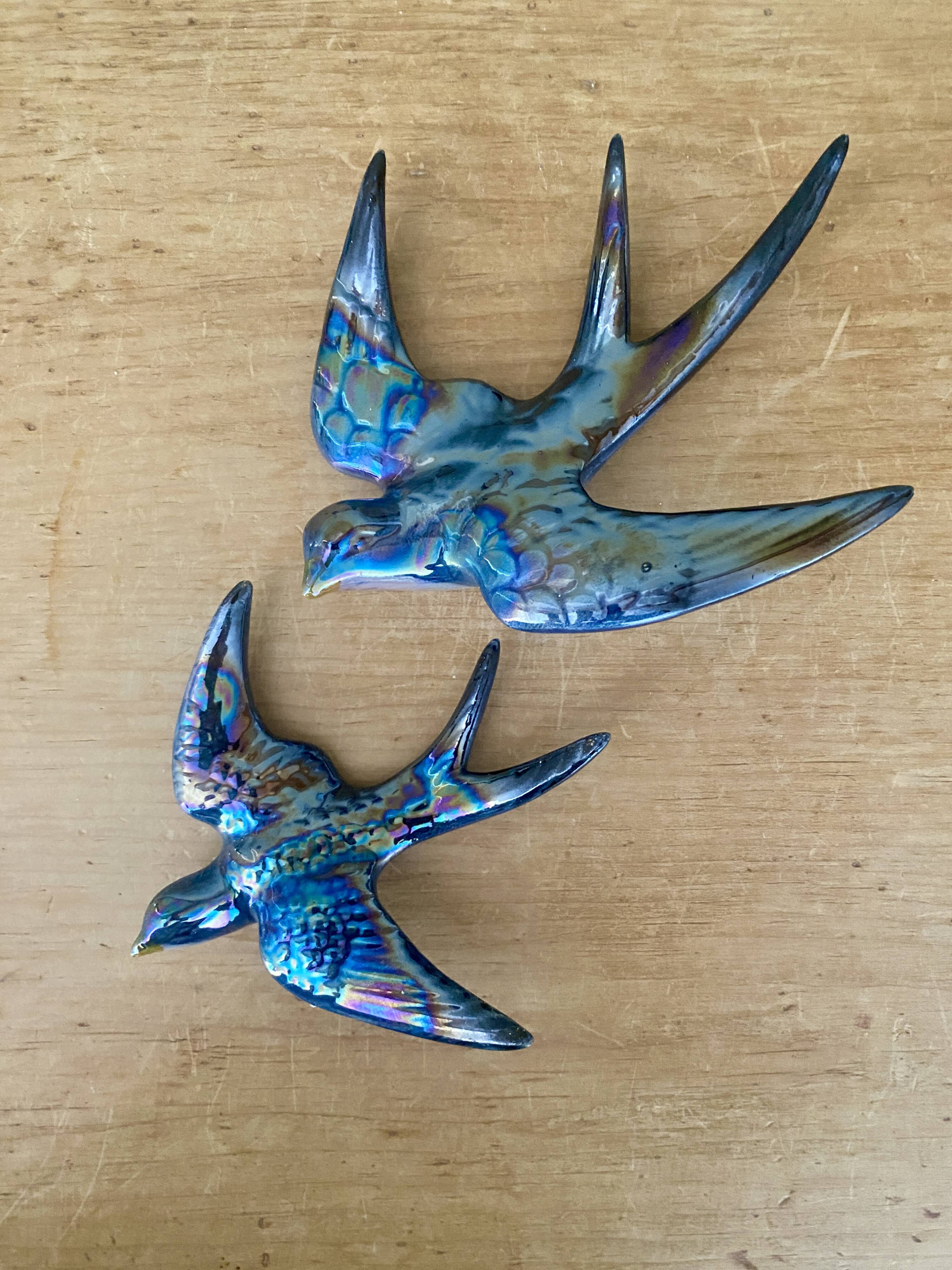 Set of 2 Vintage Ceramic Wall Swallows