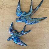 Set of 2 Vintage Ceramic Wall Swallows