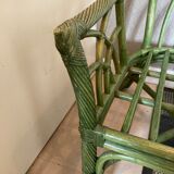 3-seater green rattan sofa