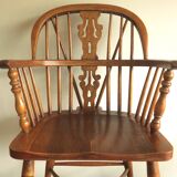 Mid century solid oak lyre-back Windsor armchair, 1960s