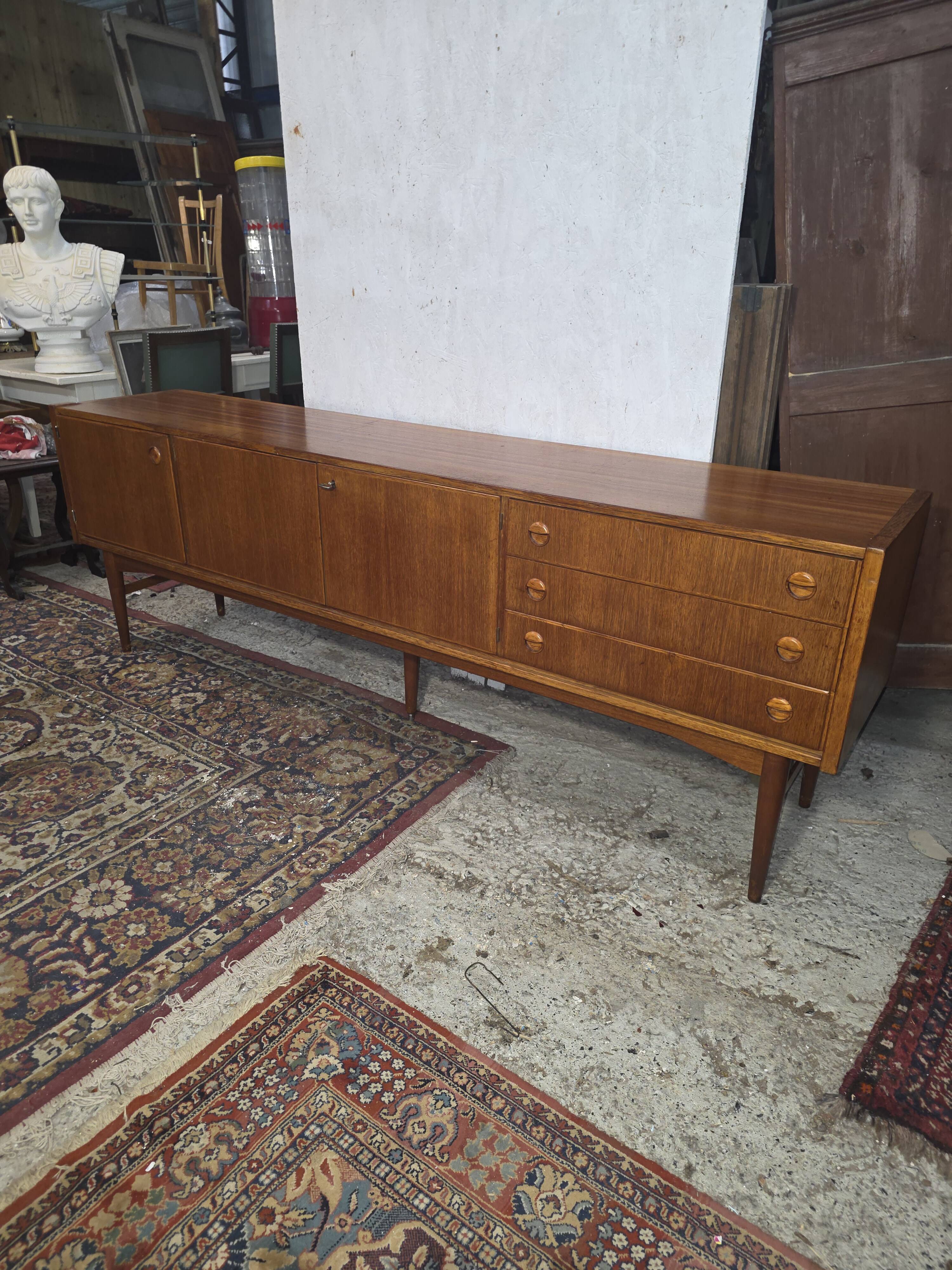 Scandinavian teak enfilade from the 1960s / 222cm in length.