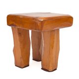 Set of 3 Brutalist stools in solid oak