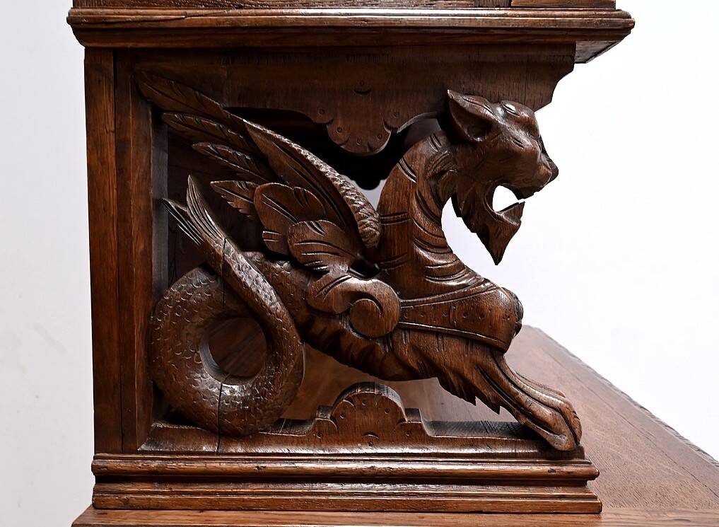 Narrow Oak Display Cabinet, Louis XIII style – Late 19th century