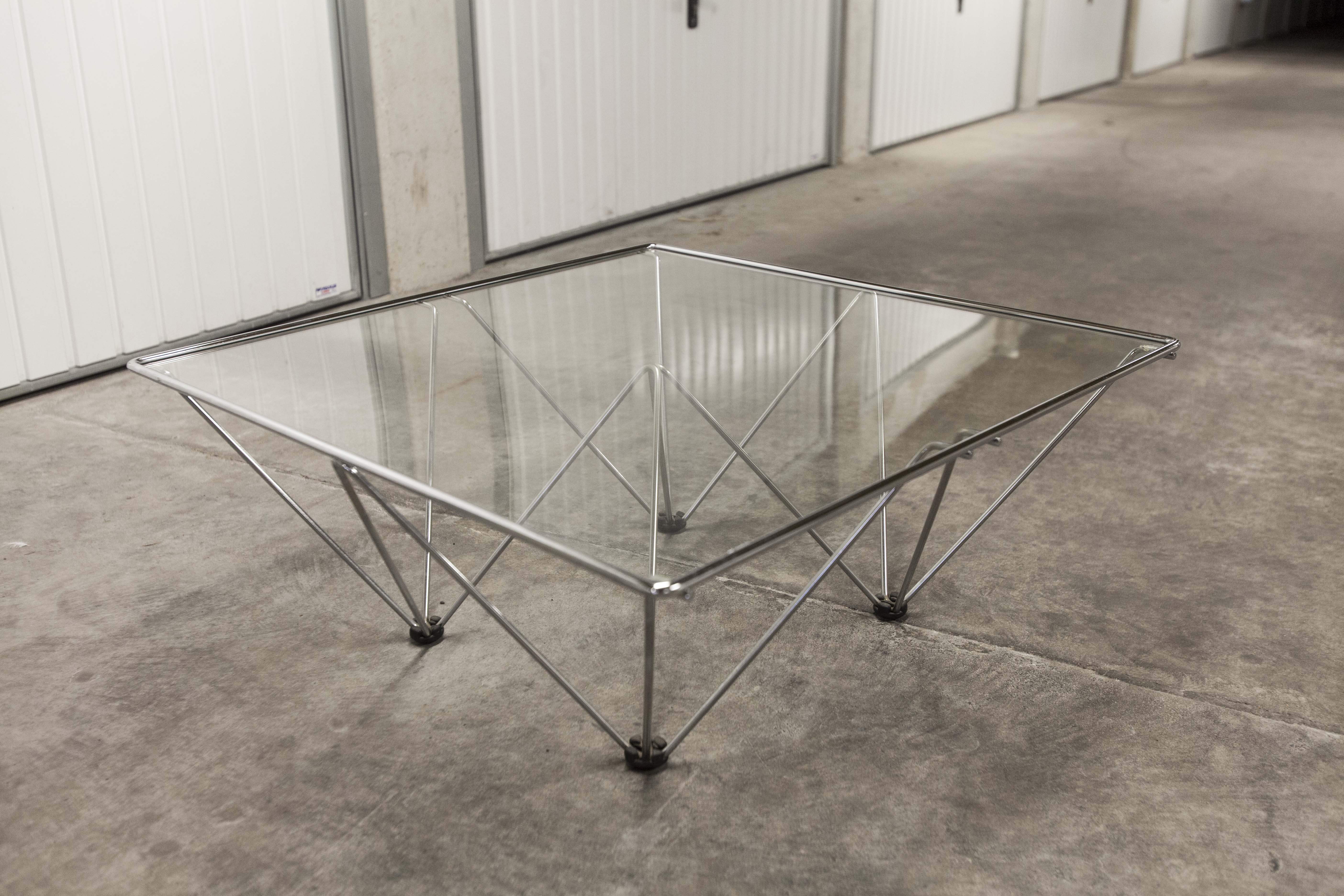 1980 glass square coffee table