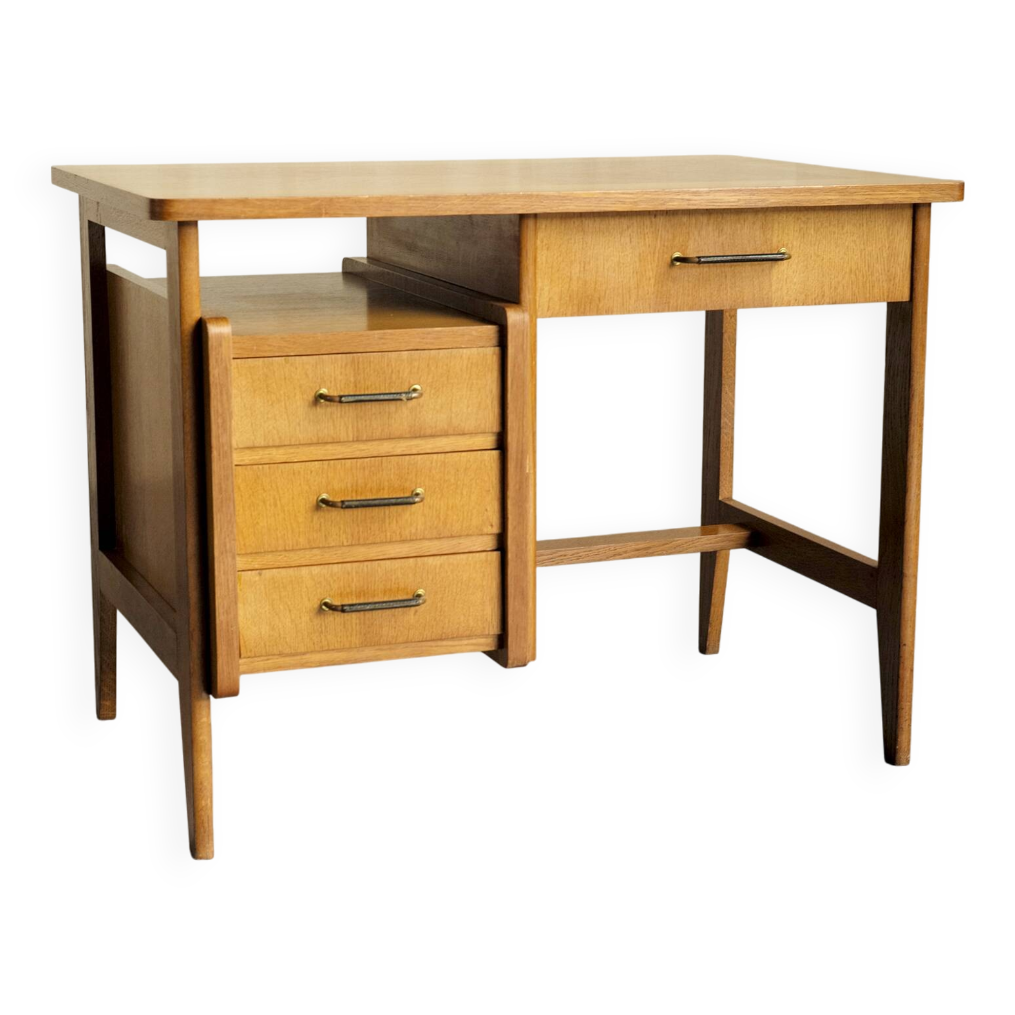 Oak and leather desk, France 1955
