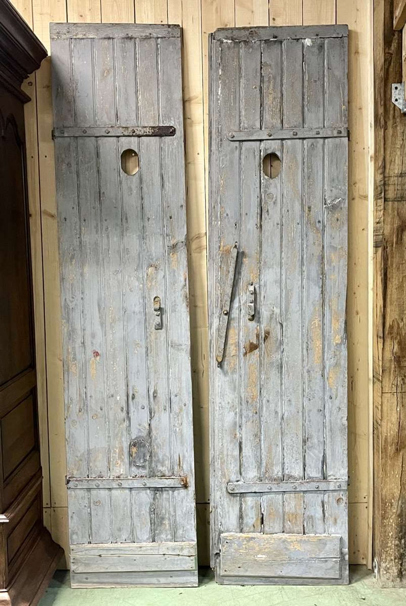 Pair of fir shutters from the early 20th century.