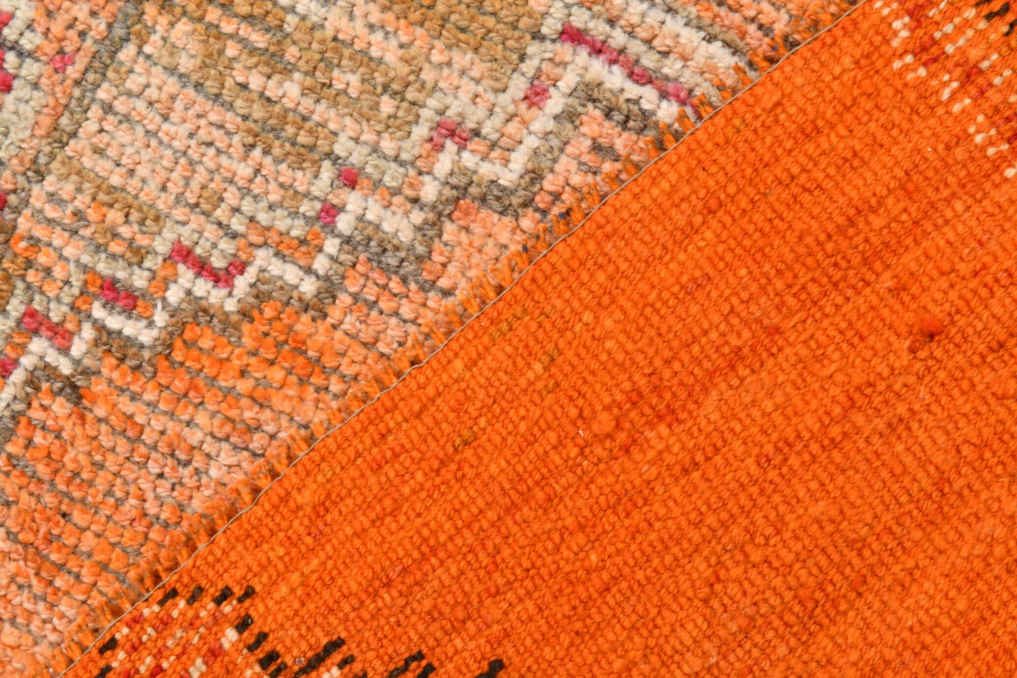 Pink & Orange Oriental Pattern Turkish Runner Rug, 90x306Cm