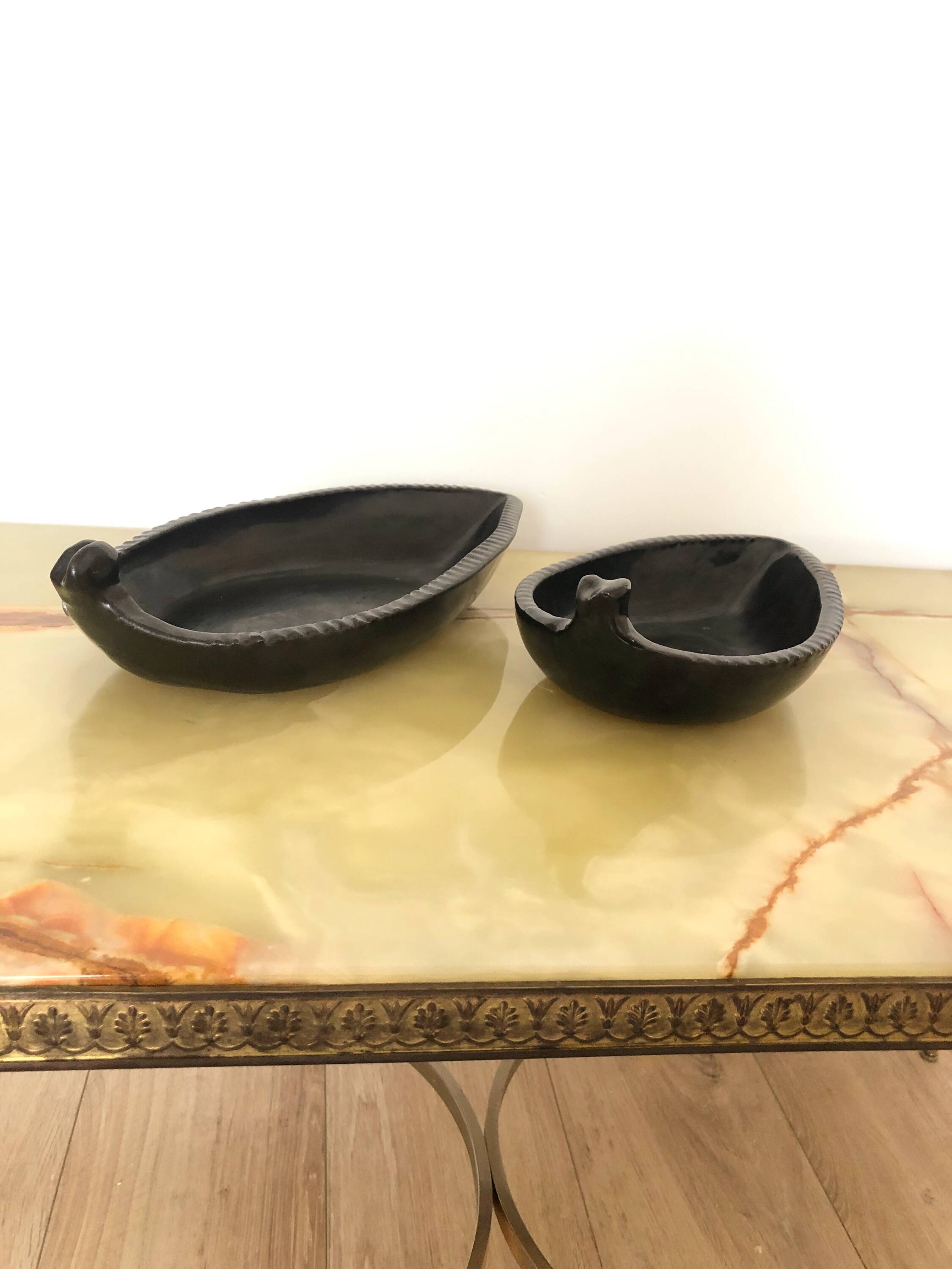 Set of 2 ceramic trinket trays from the 1950s, signed ACCOLAY