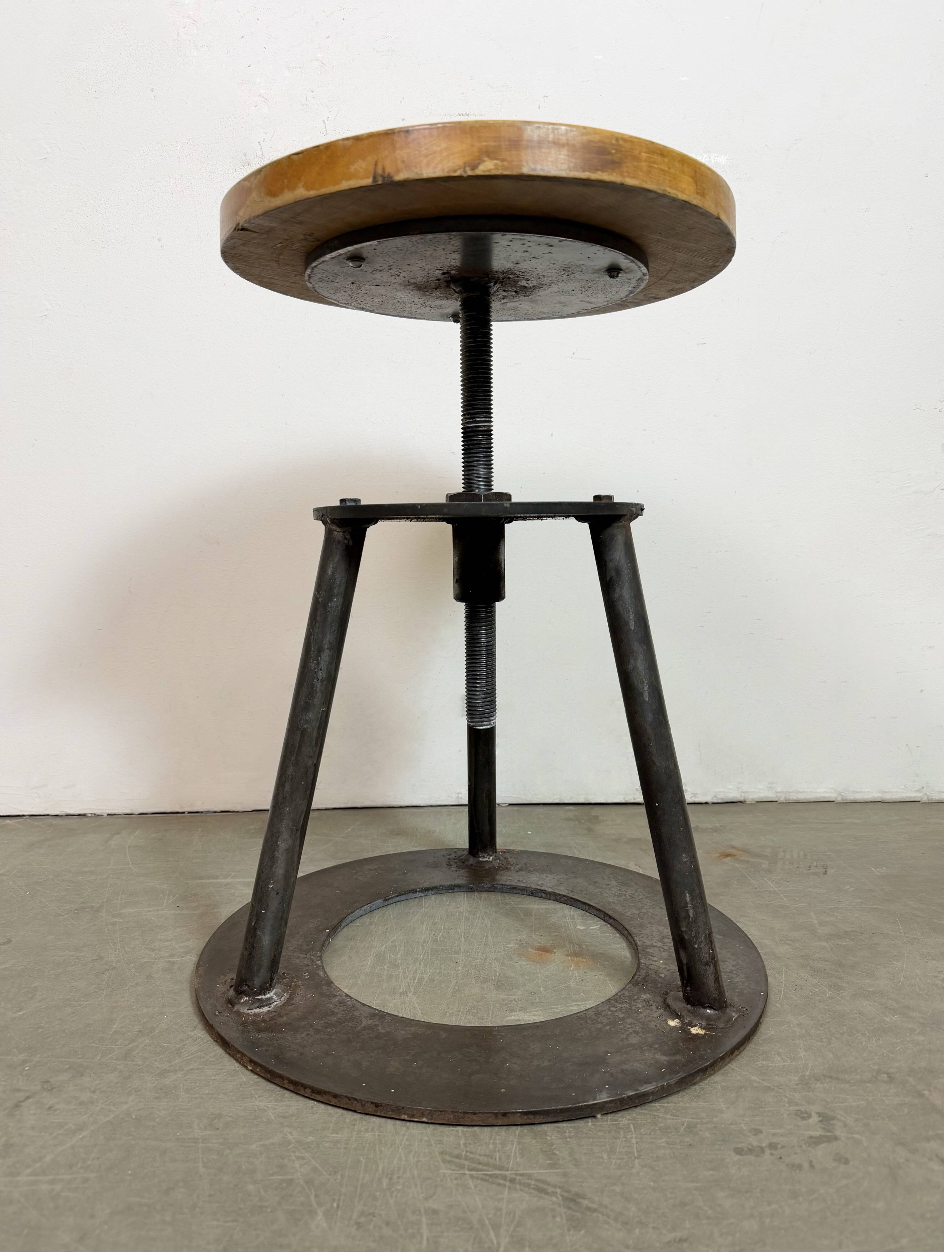 Black Industrial Workshop Swivel Stool, 1960s