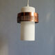 Opaline glass suspension lamp and copper metal ring, 1960s, 2 available