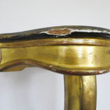 Wall console table in golden wood
