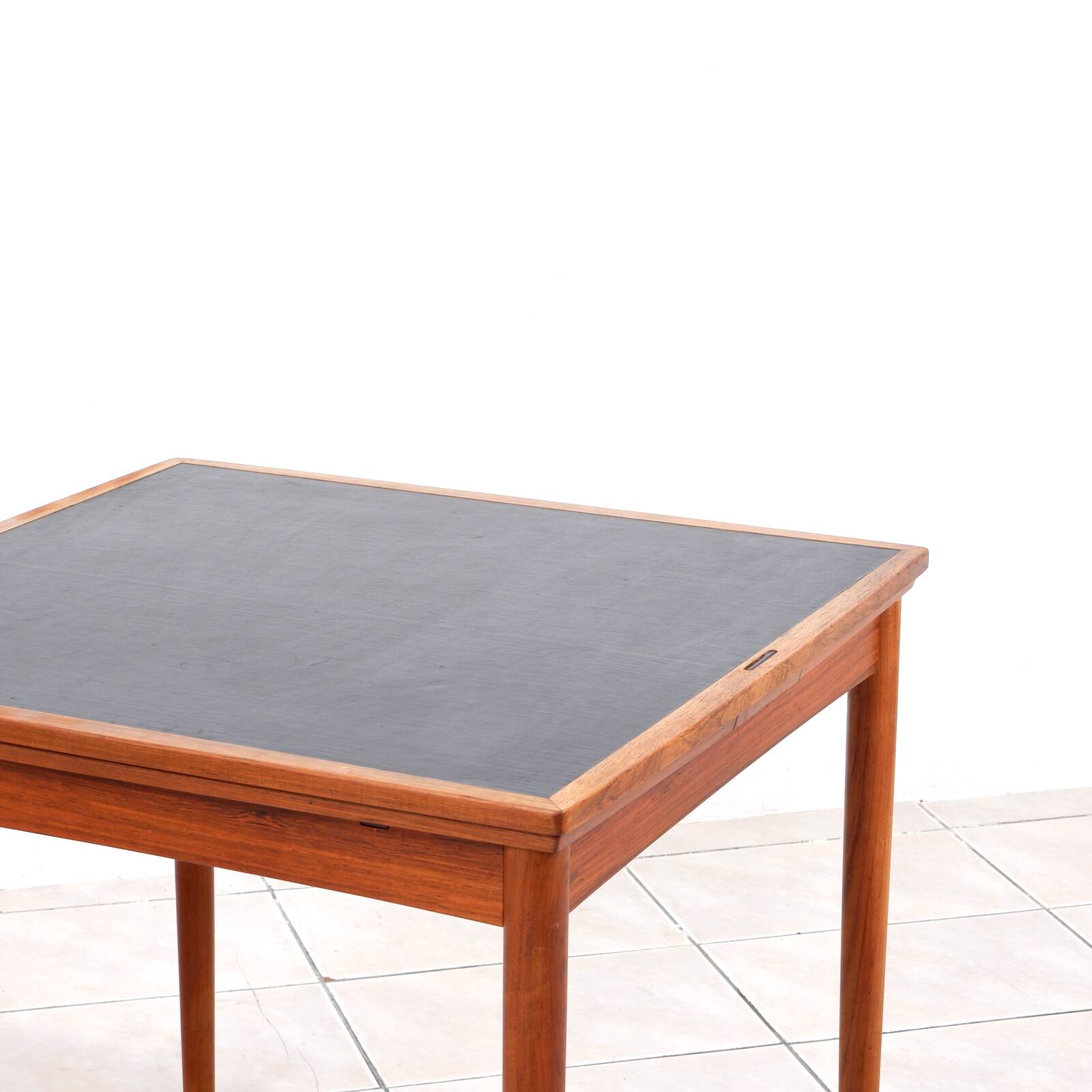 Rosewood / leather dining / gaming table by Poul Hundevad