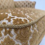 1950s, Danish relax chair, furniture velour, carved ash wood.