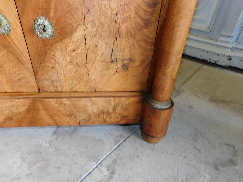 Secretaire empire a colonnes detachees plateau marbre noir du xix ème siecle