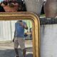 Large Louis-Philippe gilded mirror with gold leaf