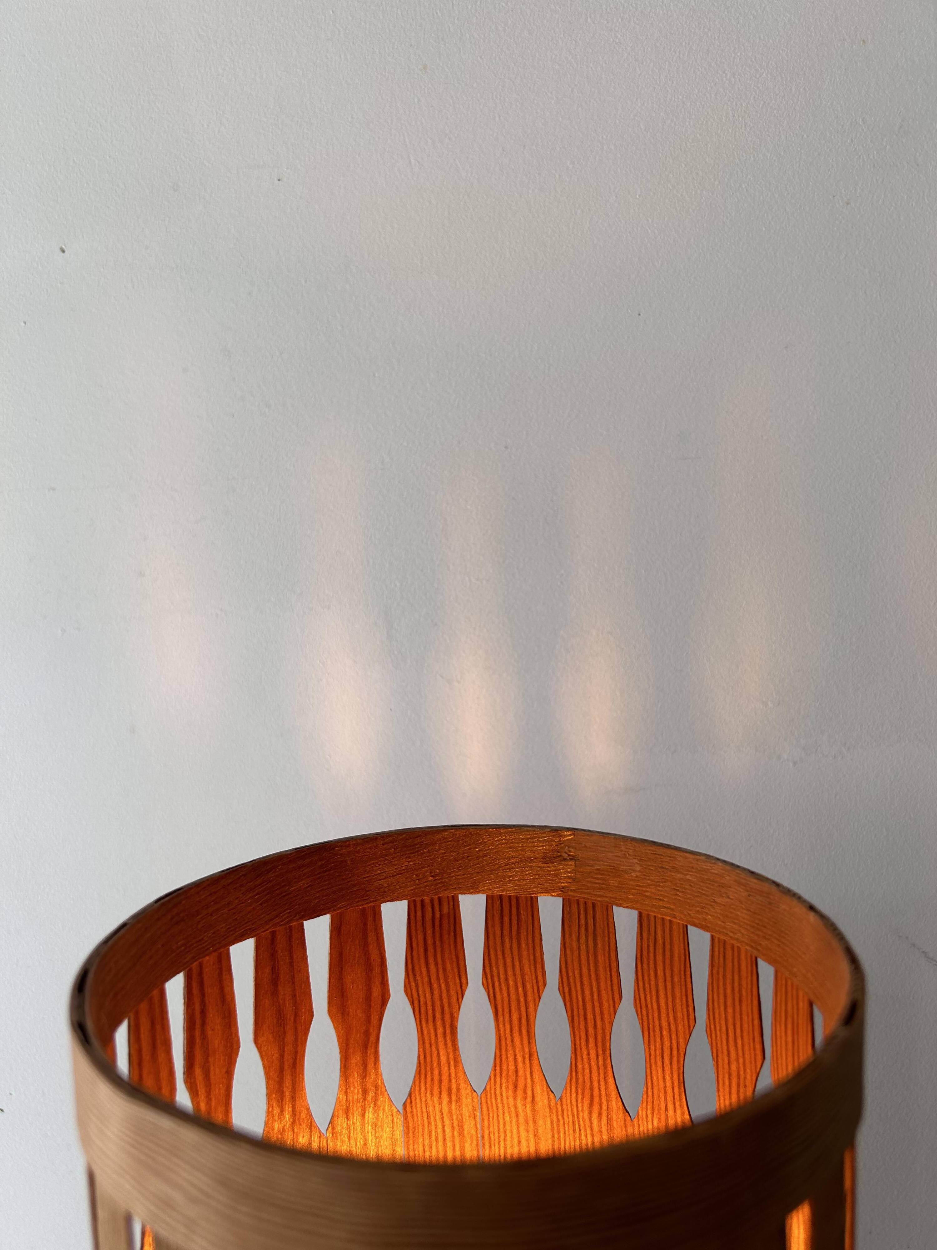 Vintage table lamp, pine strip, Sweden 1970s