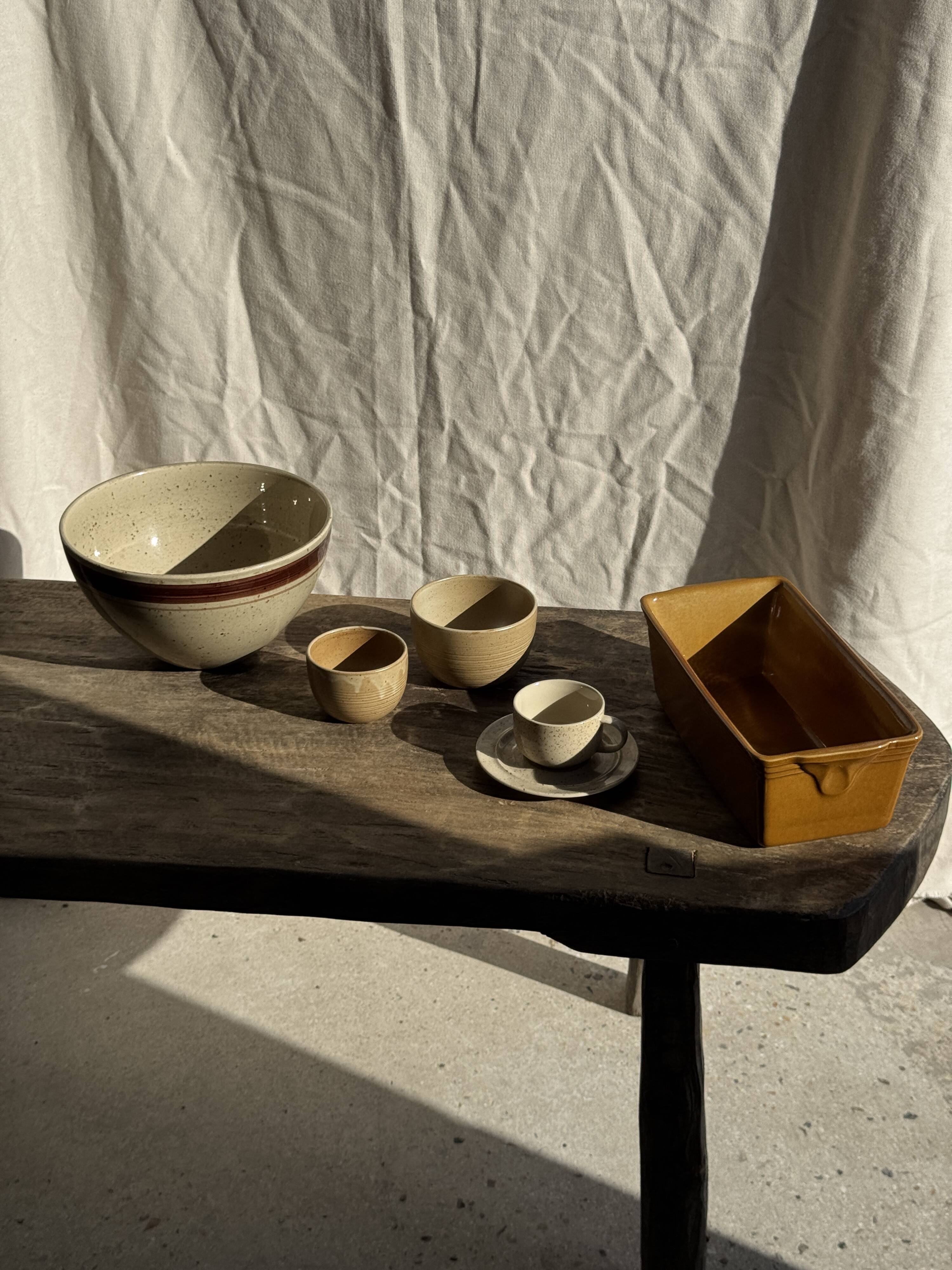 Large ceramic terrine dish in honey and caramel colour H10 L29