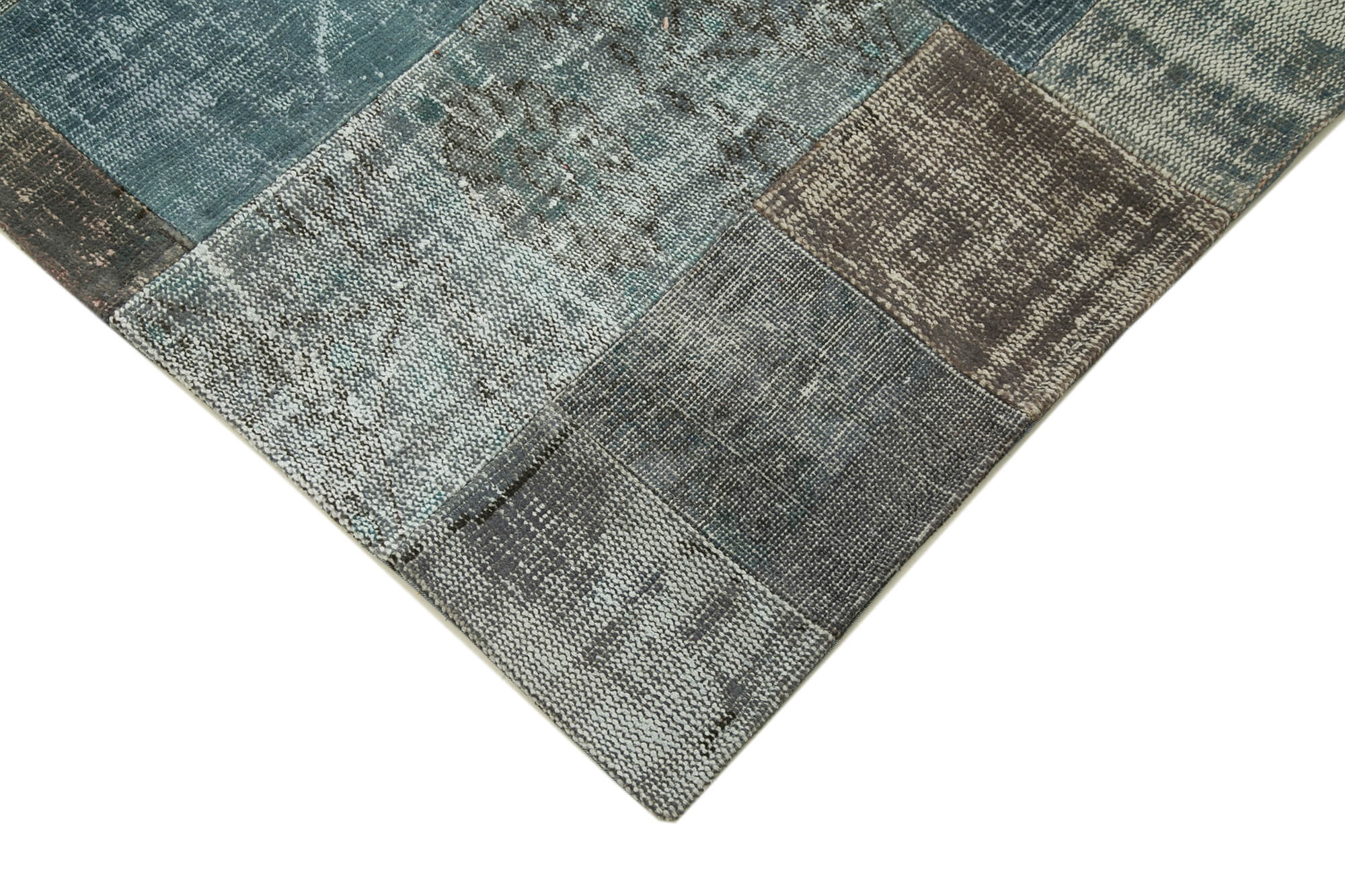 Handwoven Oriental Overdyed 201 cm x 300 cm Grey Patchwork Carpet