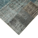 Handwoven Oriental Overdyed 201 cm x 300 cm Grey Patchwork Carpet