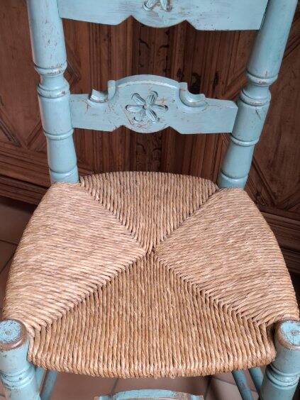 vintage turquoise wooden chairs