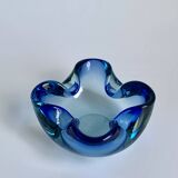 Murano Glass Bowl in Deep Blue and Mint Green