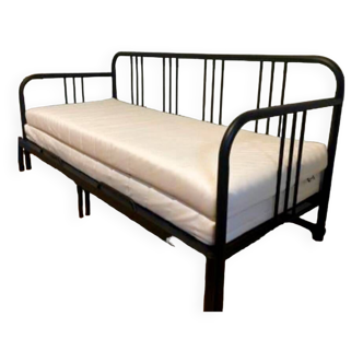Convertible sofa bed in black iron