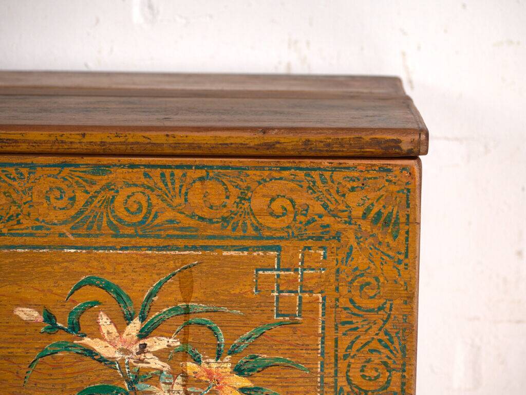 Antique Chinese painted elm wood chest – China, circa 1900