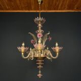 Murano glass lustre, pink and transparent, Italy, 1980s