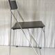 Modernist design chair chrome metal and black leather - 70s