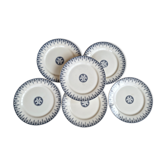 Set of 6 flat plates Algiers de Sarreguemines and Digoin