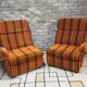 Pair of vintage 1970s modular armchairs – striped orange fabric