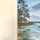 Oil on canvas rocky coast under a stormy sky