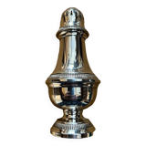 Baluster-shaped sprinkler with gadroons in silver-plated metal with 2 punches