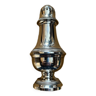 Baluster shape sprinkler with gadroons in silver metal 2 punches